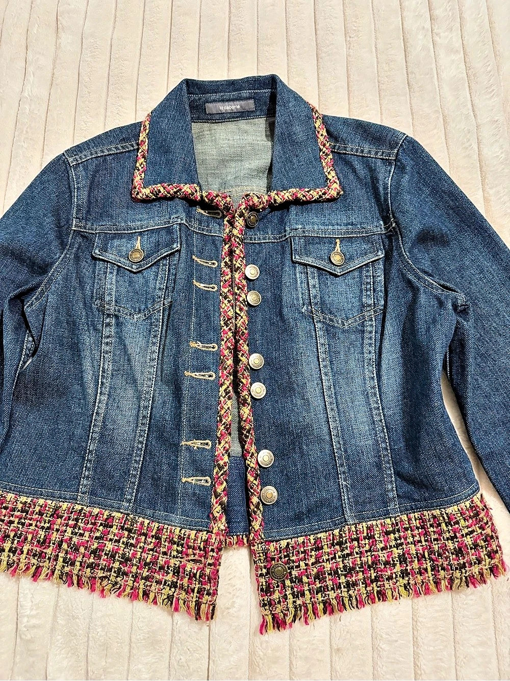 Liz Claiborne Denim Jacket Blue & Pink